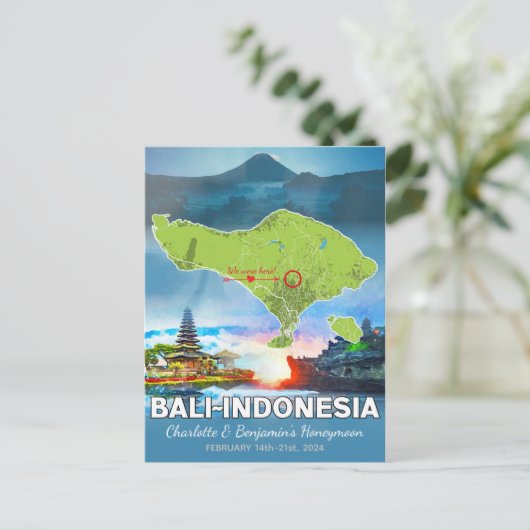Huwelijksreis Vakantie Herinneringen - Bali Indone Briefkaart (Staand voorkant)