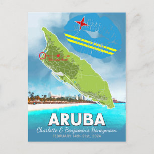 Huwelijksreis Vakantieherinneringen Aruba Eiland K Briefkaart