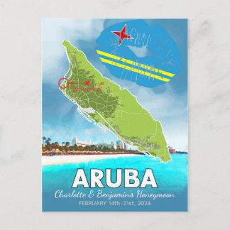 Huwelijksreis Vakantieherinneringen Aruba Eiland K Briefkaart