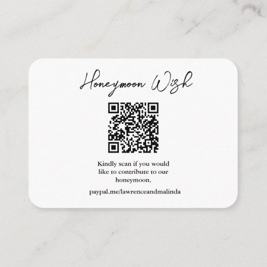 Huwelijksreis Verlangfonds QR Code Informatiekaartje (Achterkant)