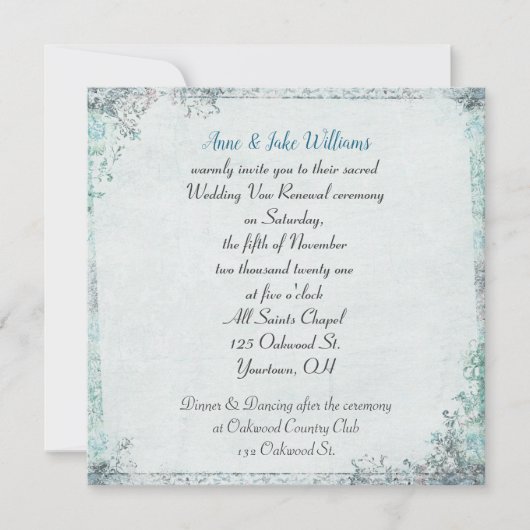 huwelijksreis verlenging ouderwetse bloemengrens kaart (Voorkant)