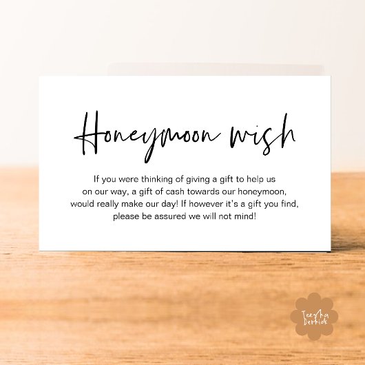 Huwelijksreis Wens, Huwelijkscadeaus in Fund Cash Informatiekaartje