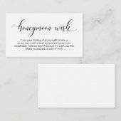 Huwelijksreis Wish, Modern Elegant Script Informatiekaartje (Voorkant / Achterkant)