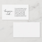 Huwelijksreis Wish, Modern Elegant Script Informatiekaartje (Voorkant / Achterkant)