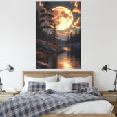 Huwelijksreismaan bij schemering canvas afdruk (Insitu (Slaapkamer))