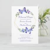 Huwelijksrepetitie Butterfly Blue Butterflies Kaart (Staand voorkant)