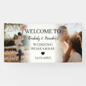 Huwelijksrepetitie Custom 2 Photo Collage Welkom Spandoek (Horizontaal)
