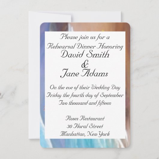 huwelijksrepetitie-diner kaart (Voorkant)