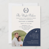 Huwelijksrepetitie Diner Monogram Foto Marine Blau Kaart (Voorkant)