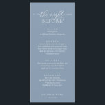 Huwelijksrepetitie diner, romantisch stoffig blauw menu<br><div class="desc">Trouwrepetitie Diner,  Romantisch Dusty Blue De avond voor het menu. Eenvoudig aan te passen en aan te passen aan uw behoeften,  en uw dinergasten zullen blij zijn als ze deze perfecte en stijlvolle dinerkaart zien.</div>
