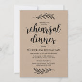 Huwelijksrepetitie Diner, Rustiek Boerderij Bruin Kaart (Voorkant)