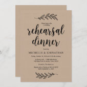 Huwelijksrepetitie Diner, Rustiek Boerderij Bruin Kaart (Voorkant / Achterkant)