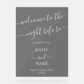 Huwelijksrepetitie Diner Welkom Black Frosted Acryl Bord (Voorkant)