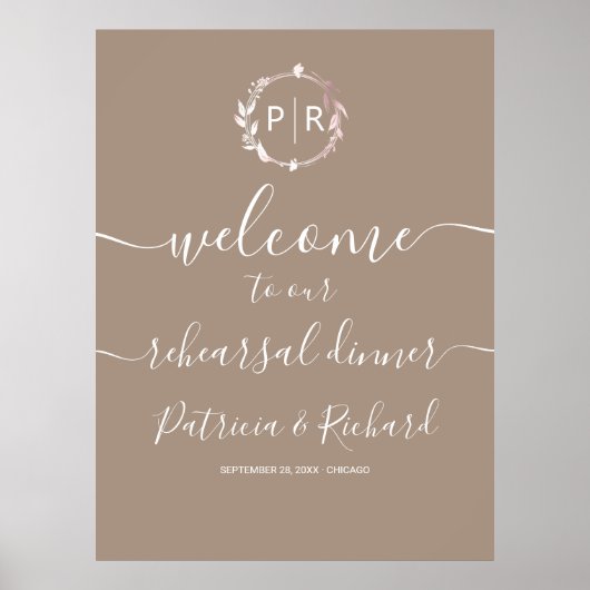 Huwelijksrepetitie Diner Welkomstbord Poster (Voorkant)