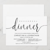 Huwelijksrepetitie en diner, moderne kalligrafie kaart (Voorkant / Achterkant)