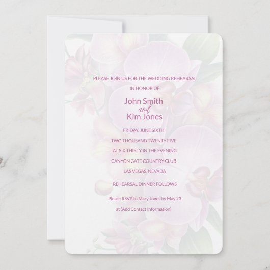 Huwelijksrepetitie en diner uitnodiging (Achterkant)