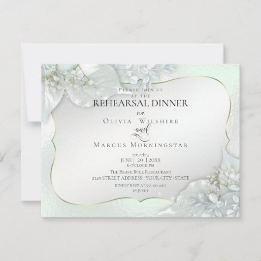 HUWELIJKSREPETITIE | Honingdauwgroene Shimmer Kaart (Voorkant)