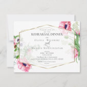 HUWELIJKSREPETITIE | Roze Waterverf Poppies Bloeme Kaart (Voorkant)