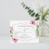 HUWELIJKSREPETITIE | Roze Waterverf Poppies Bloeme Kaart (Staand voorkant)