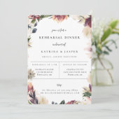 Huwelijksrepetitie Uitnodiging Blush Plum Bloem (Staand voorkant)