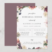 Huwelijksrepetitie Uitnodiging Blush Plum Bloem (Voorkant / Achterkant)
