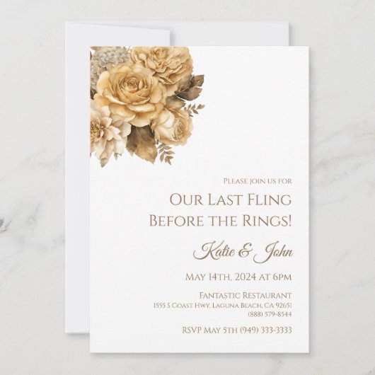 Huwelijksrepetitie Uitnodiging Neutraal Boeket-Wit (Voorkant)