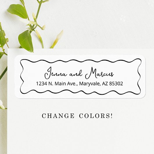 Huwelijksretouradreslabel - Getekende gebogen rand Etiket
