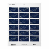 Huwelijksretouradreslabel in landelijke marineblau etiket (Full Sheet)