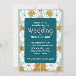 Huwelijksretro bloemen Groovy jaren 70 Boho Kaart