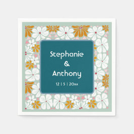 Huwelijksretro bloemen Groovy jaren 70 Boho Servet