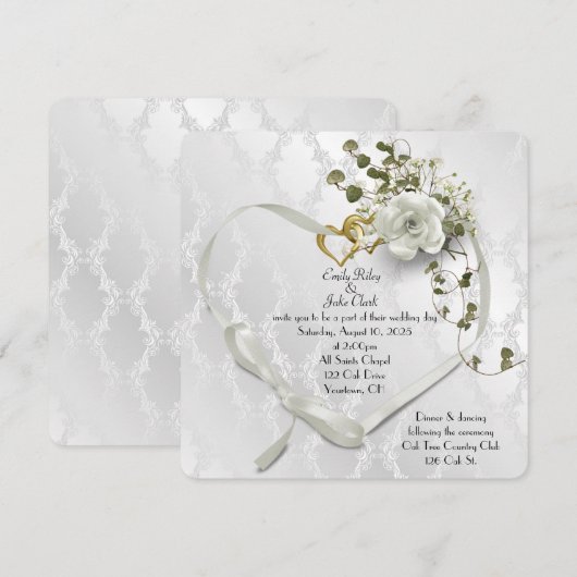 huwelijksribbon hart in damesverband save the date (Voorkant / Achterkant)