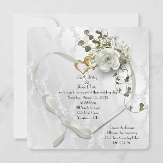 huwelijksribbon hart in damesverband save the date (Voorkant)