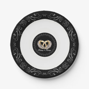 Huwelijksring Aangepaste Naam 7" Papier Borden Papieren Bordje
