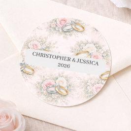 Huwelijksringen Sticker met Aangepaste Bloemdecora