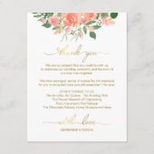 Huwelijksroute Gouden Script met Roze Rozen Informatiekaartje (Achterkant)