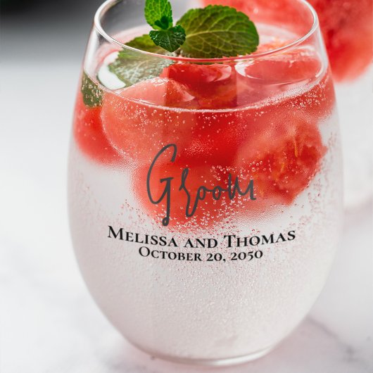 Huwelijksscript Bruid Bruidegom Gepersonaliseerd Wijnglas Zonder Voet