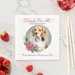 Huwelijksservetten met foto van Beagle-hond Servet
