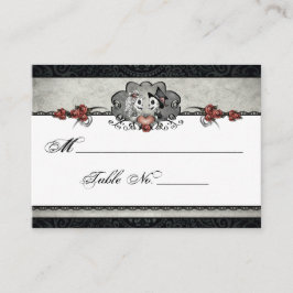 Huwelijksskelet Halloween Zwart & Grijs Place Card Plaatskaartje