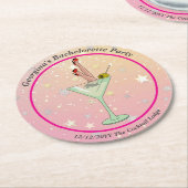 Huwelijksslachtoffersfeest Martini Glas Benen Stil Ronde Kartonnen Onderzetter (Gebogen)