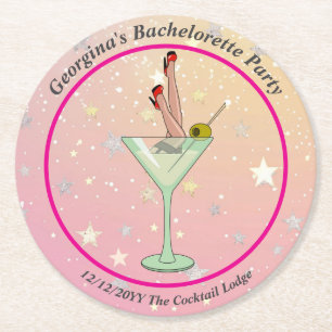 Huwelijkssluiting Feest Martini Glas Benen Stilett Ronde Kartonnen Onderzetter