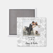 Huwelijkssluiting Magneten met Grijze Bloemen (Voorkant / Achterkant)