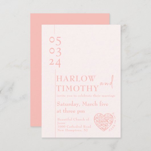 Huwelijkssluitingskaart met haardvorm QR-code Bedankkaart (Voorkant / Achterkant)