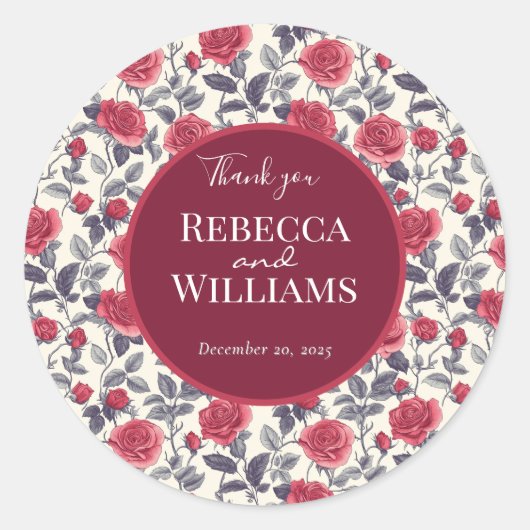 Huwelijkssticker met cute design ronde sticker (Voorkant)