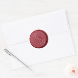 Huwelijksstickers met waszegel en monogram ronde sticker