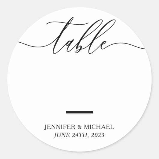 Huwelijksstoelindeling Script Tafel Nummers Ronde Sticker (Voorkant)