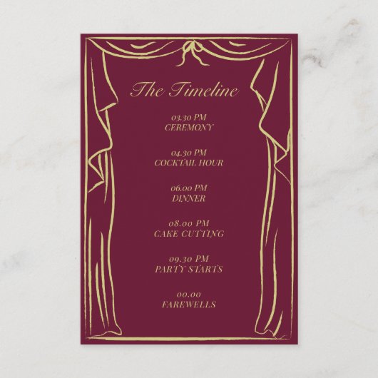 Huwelijkstijdlijn Geïllustreerd Gordijn Informatiekaartje (Voorkant)