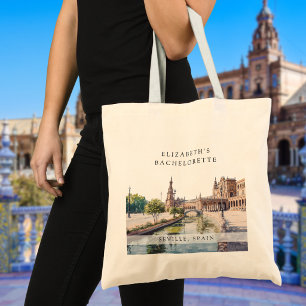 Huwelijksuitje met waterverf Seville Spanje Tote Bag