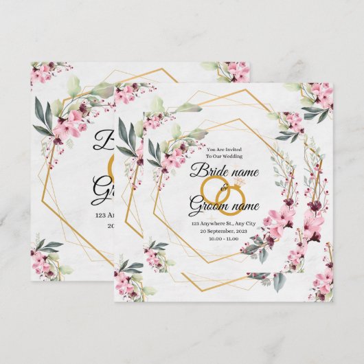 huwelijksuitnodiging (Voorkant / Achterkant)