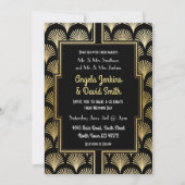 Huwelijksuitnodiging 1920's Black Gold Art Deco Fa Kaart (Voorkant)