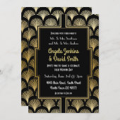 Huwelijksuitnodiging 1920's Black Gold Art Deco Fa Kaart (Voorkant / Achterkant)